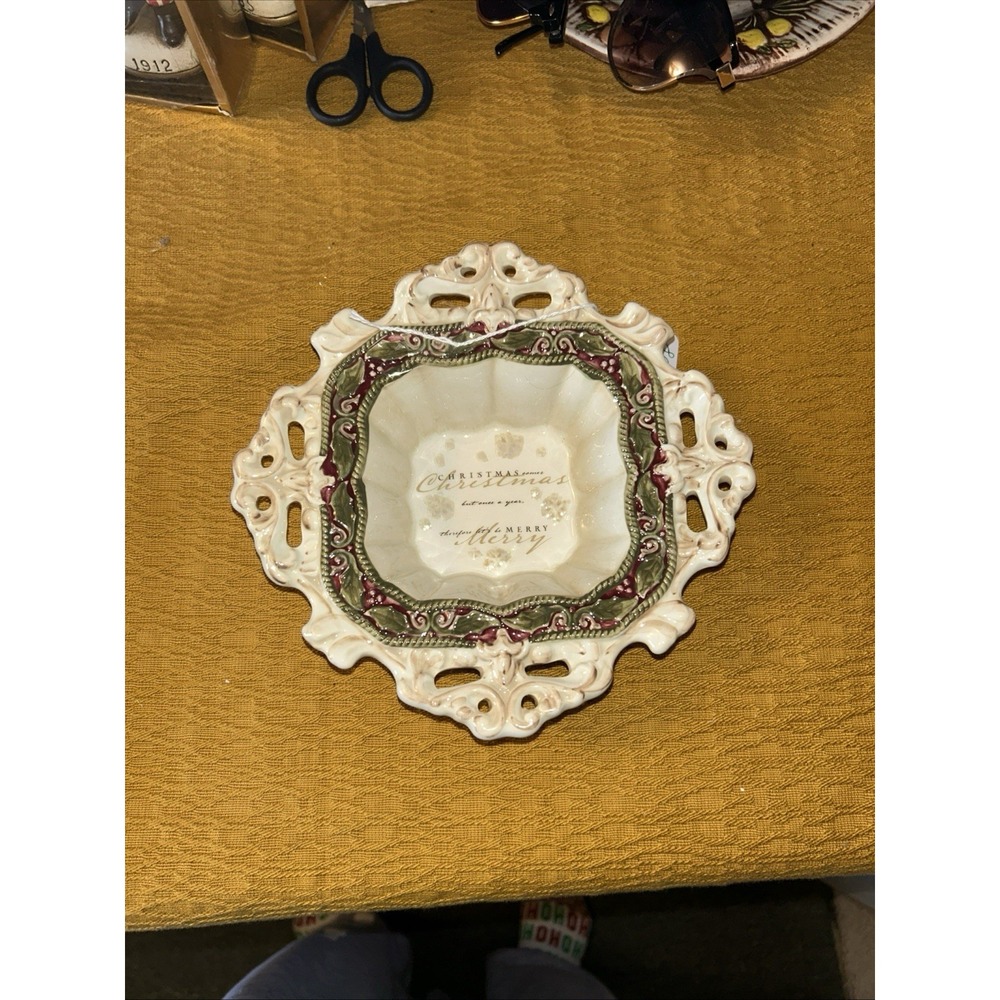 Grasslands Road "Christmas Comes But Once A Year" Ceramic Candy Dish/Bowl